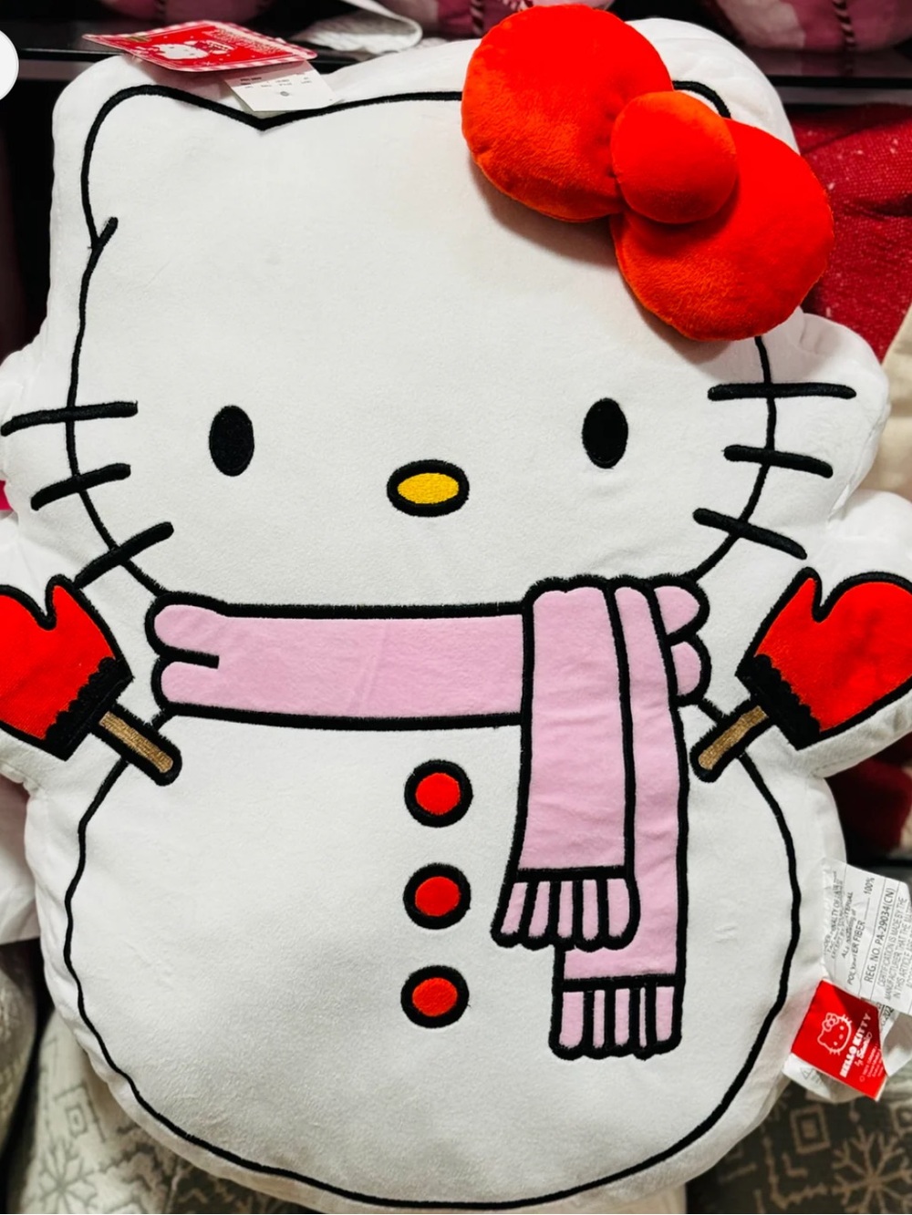 NEW Hello Kitty Large Snowman Christmas Pillow